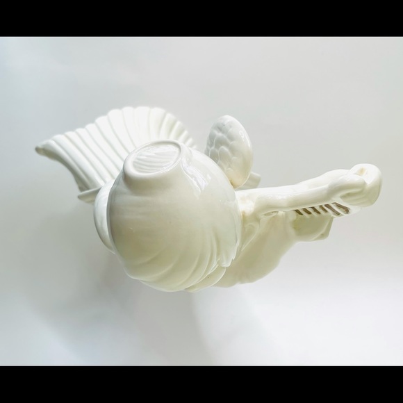 Vtg 1970's Ceramic Angel & Harp White 12" - Picture 4 of 5